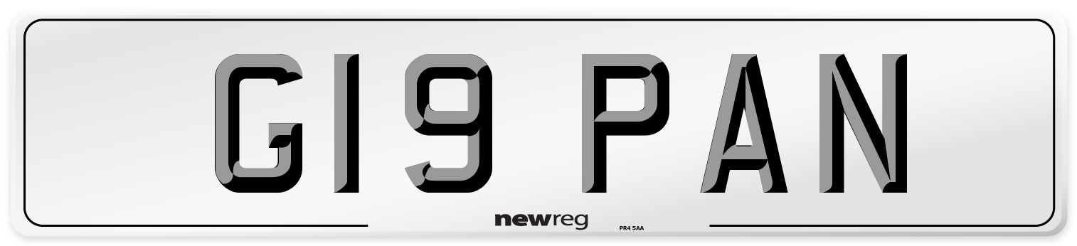 G19 PAN Number Plate from New Reg